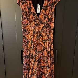 Dynamite Black and Orange Paisley Midi/Maxi Dress